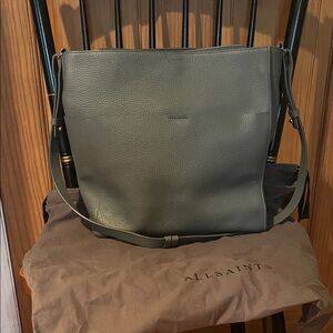All Saints blue green Leather Tote Bag